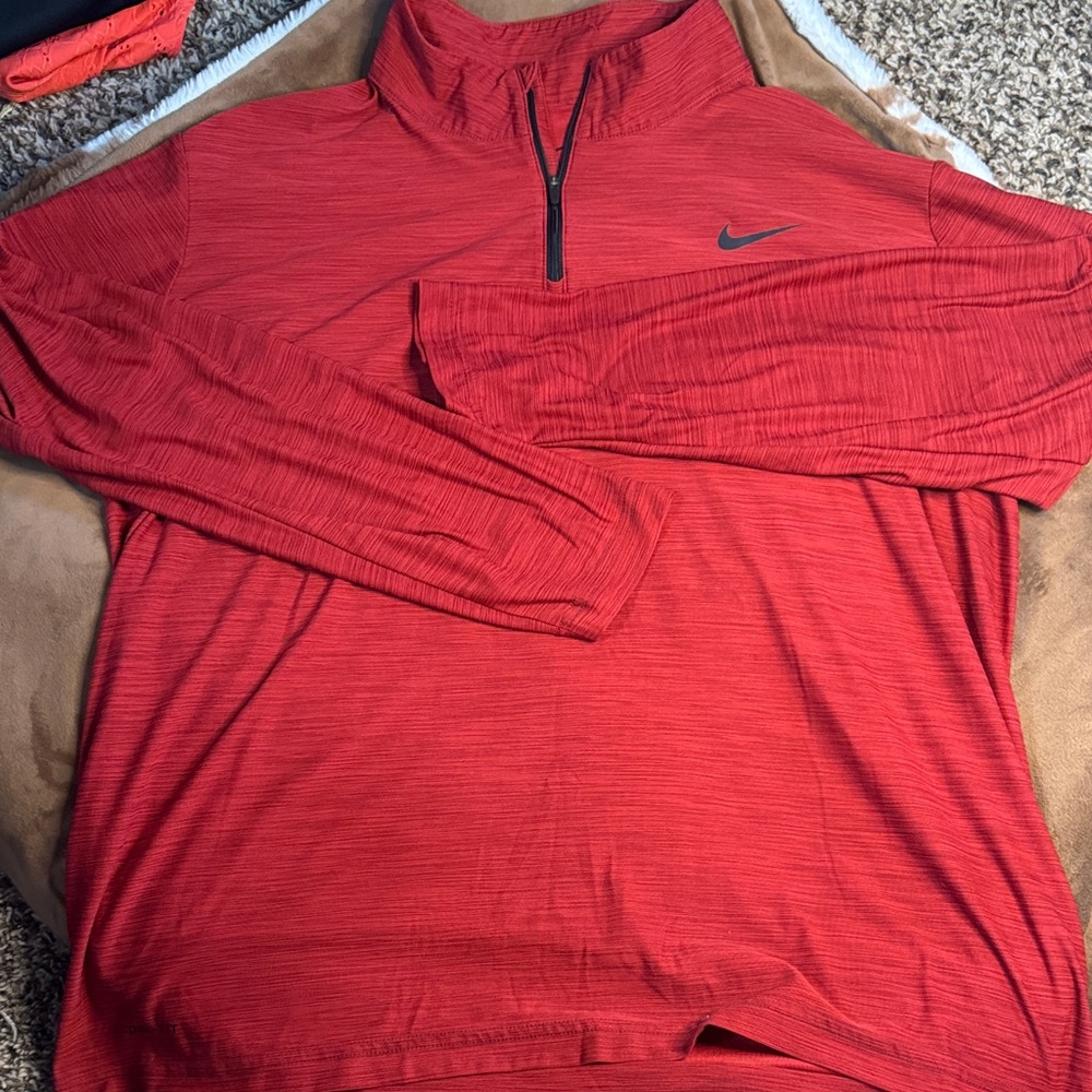 Nike Men's Red Quarter-Zip Jersey